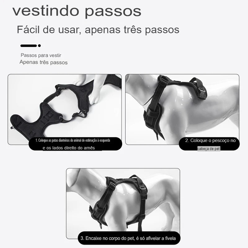 Colete peitoral ajustável e refletivo para cães de porte médio e grande - Segurança e conforto em cada passeio!